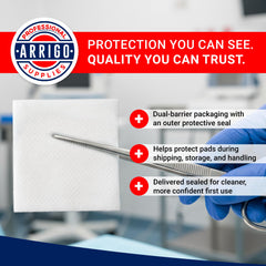 Arrigo non-sterile sponges ready for general wound care and everyday first aid use.