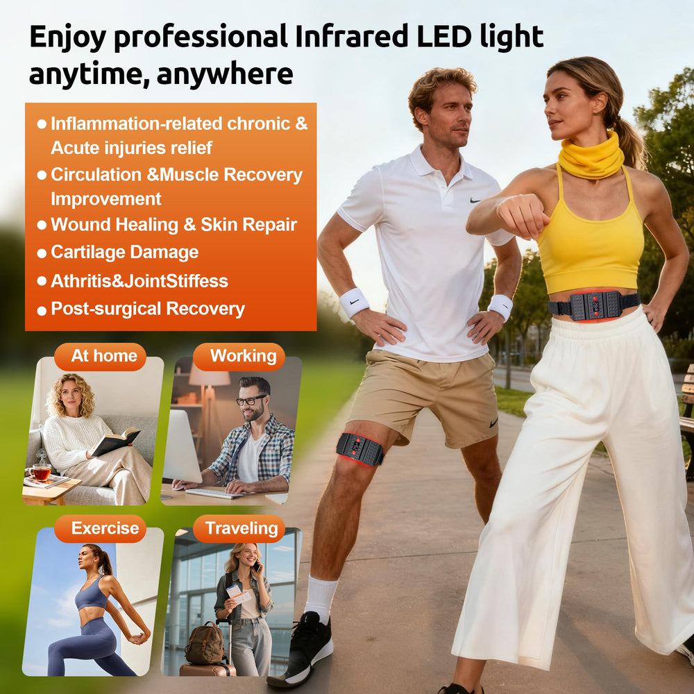 Arsoma red light therapy belt at home use beside a sofa