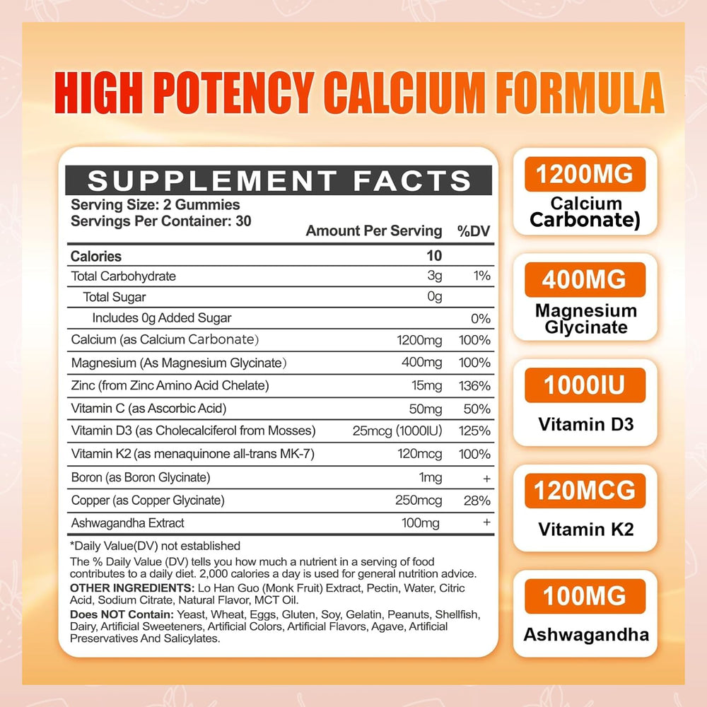 ArtDietistX calcium gummies close-up orange chew for easy consumption.