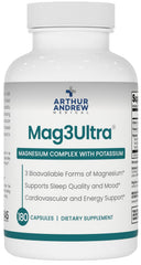 Arthur Andrew Mag3Ultra bottle label highlights triple magnesium for daily support