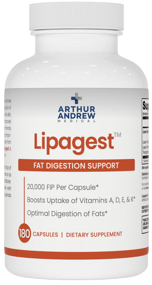 Arthur Andrew Lipagest bottle front view showing digestion support for fats