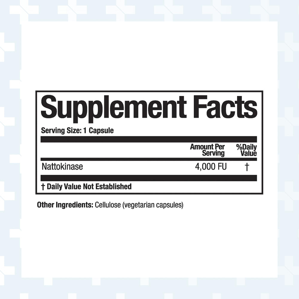 Nattovena capsule close-up highlights 4,000 FU potency for potential fibrin management.