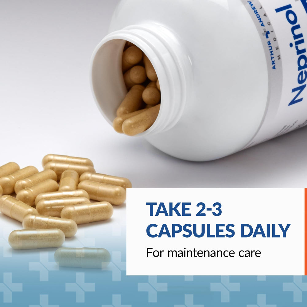 Neprinol AFD bottle cap off with label visible for dosing guidance.