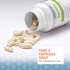 Serretia capsules on surface suggesting easy daily dosing