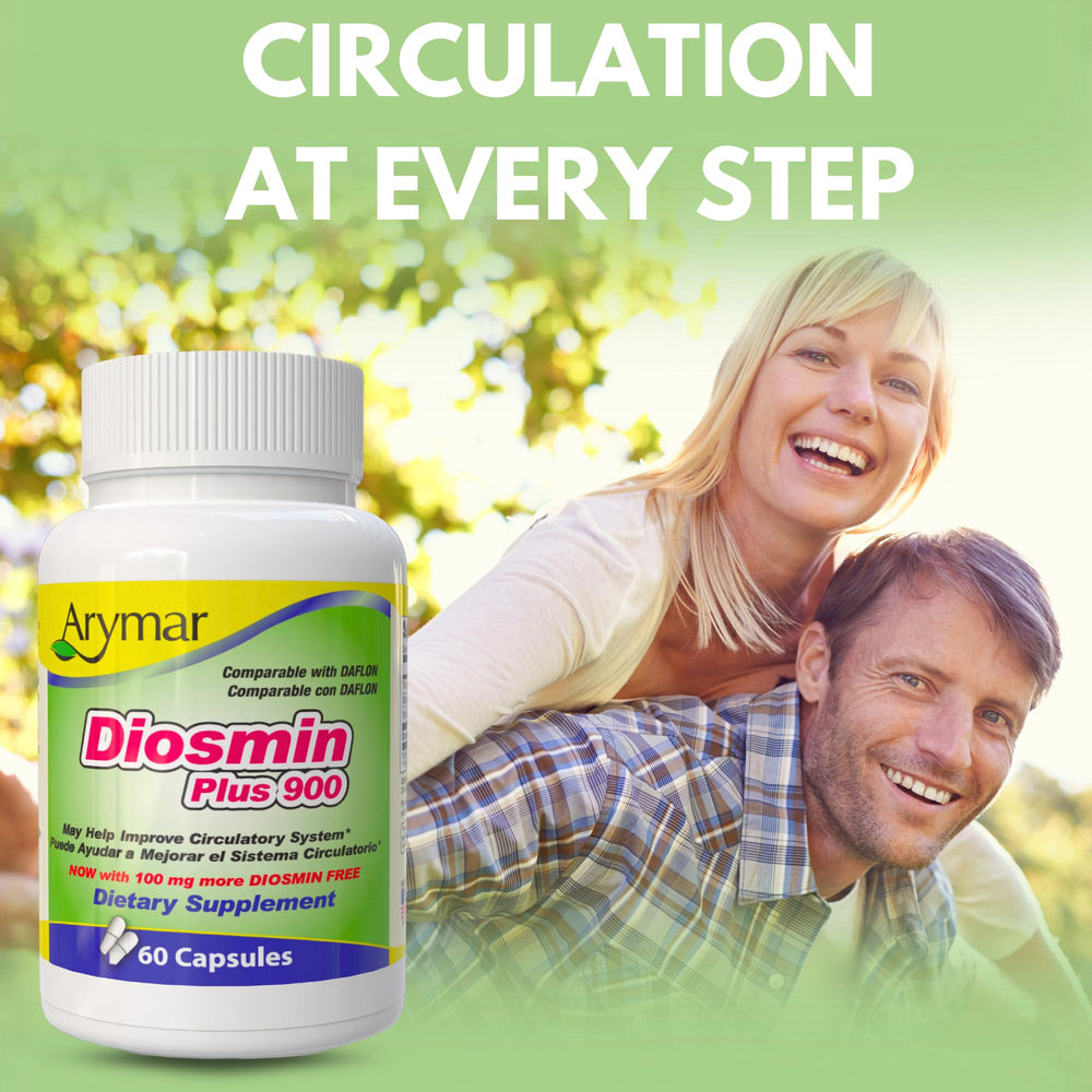 Arymar Diosmin Plus 900 ready-to-take capsules with water.