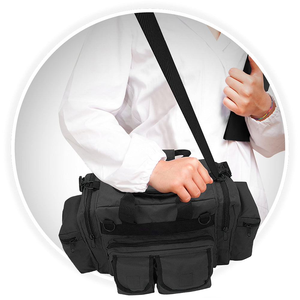 ASA TECHMED First Aid Responder Bag blue variant provides high visibility in dim spaces.