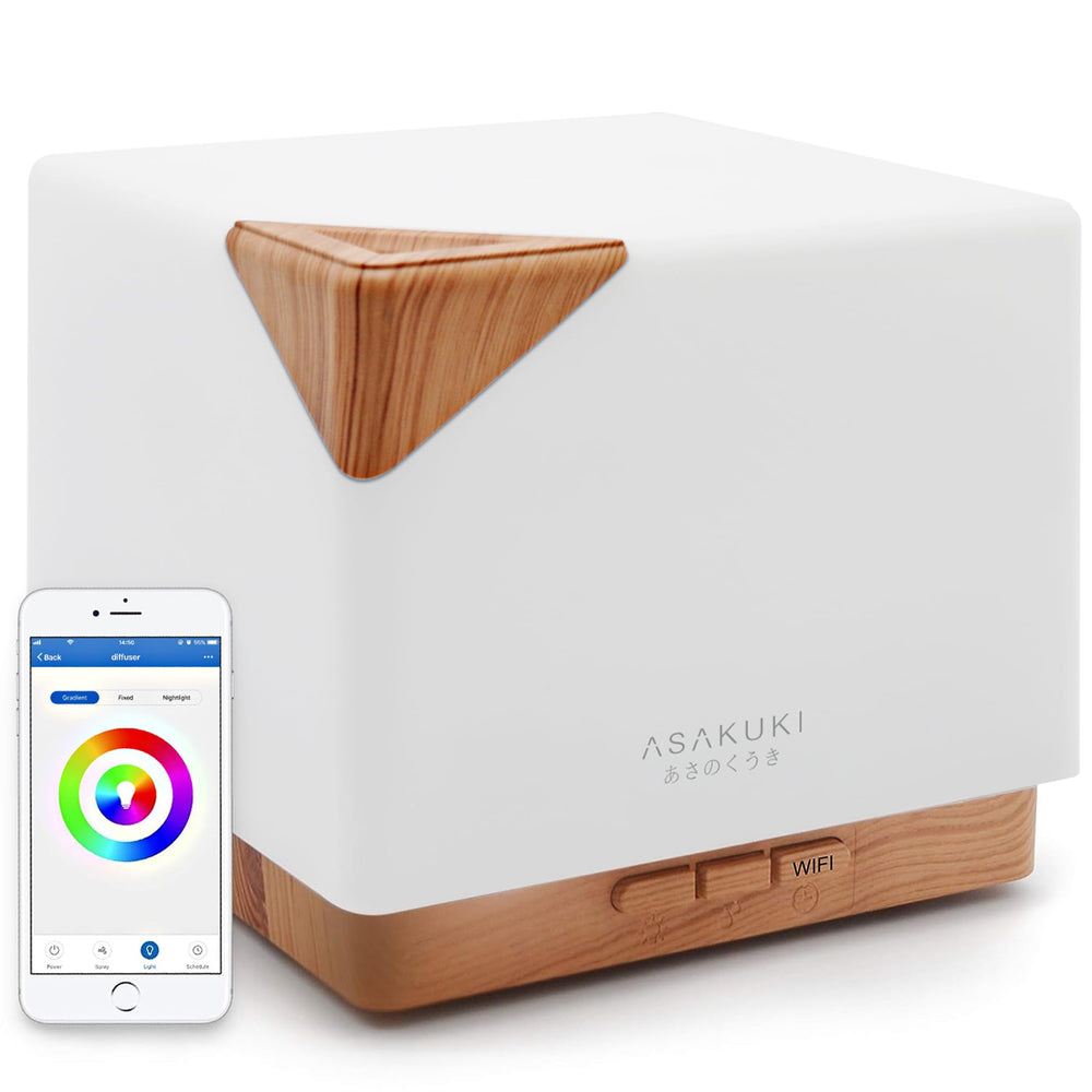 ASAKUKI Smart WiFi Diffuser front view with 700ml tank for long-lasting fragrance