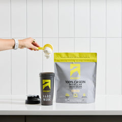 Creamy shake made with Ascent Casein Vanilla Bean and milk