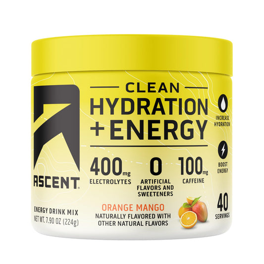 Ascent embalaje frontal Naranja Mango, sabor refrescante para entrenamientos diarios