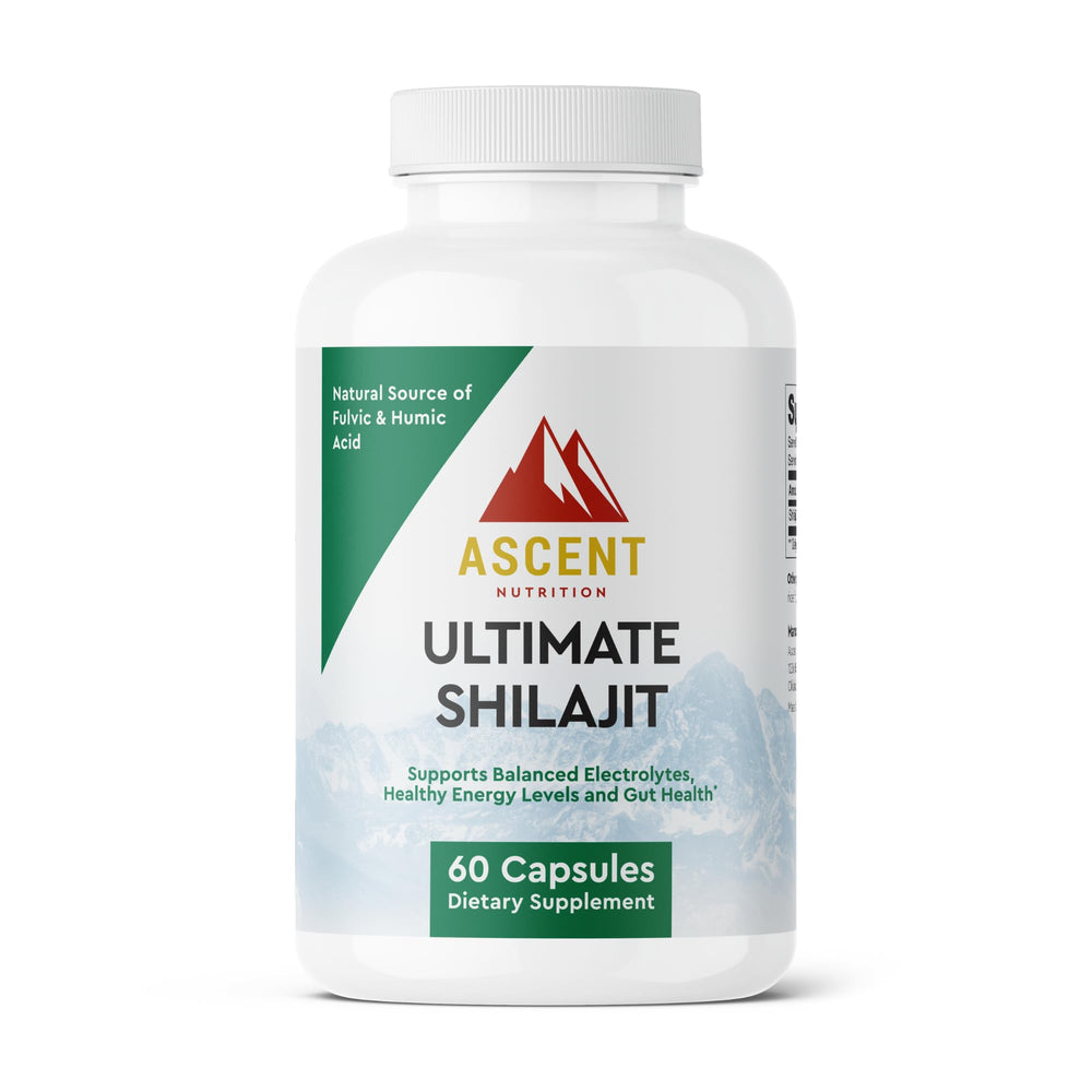 Ascent Nutrition Ultimate Shilajit capsules bottle: easy daily use for mineral delivery
