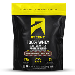 Ascent peppermint mocha whey powder scoop for quick post-workout fuel