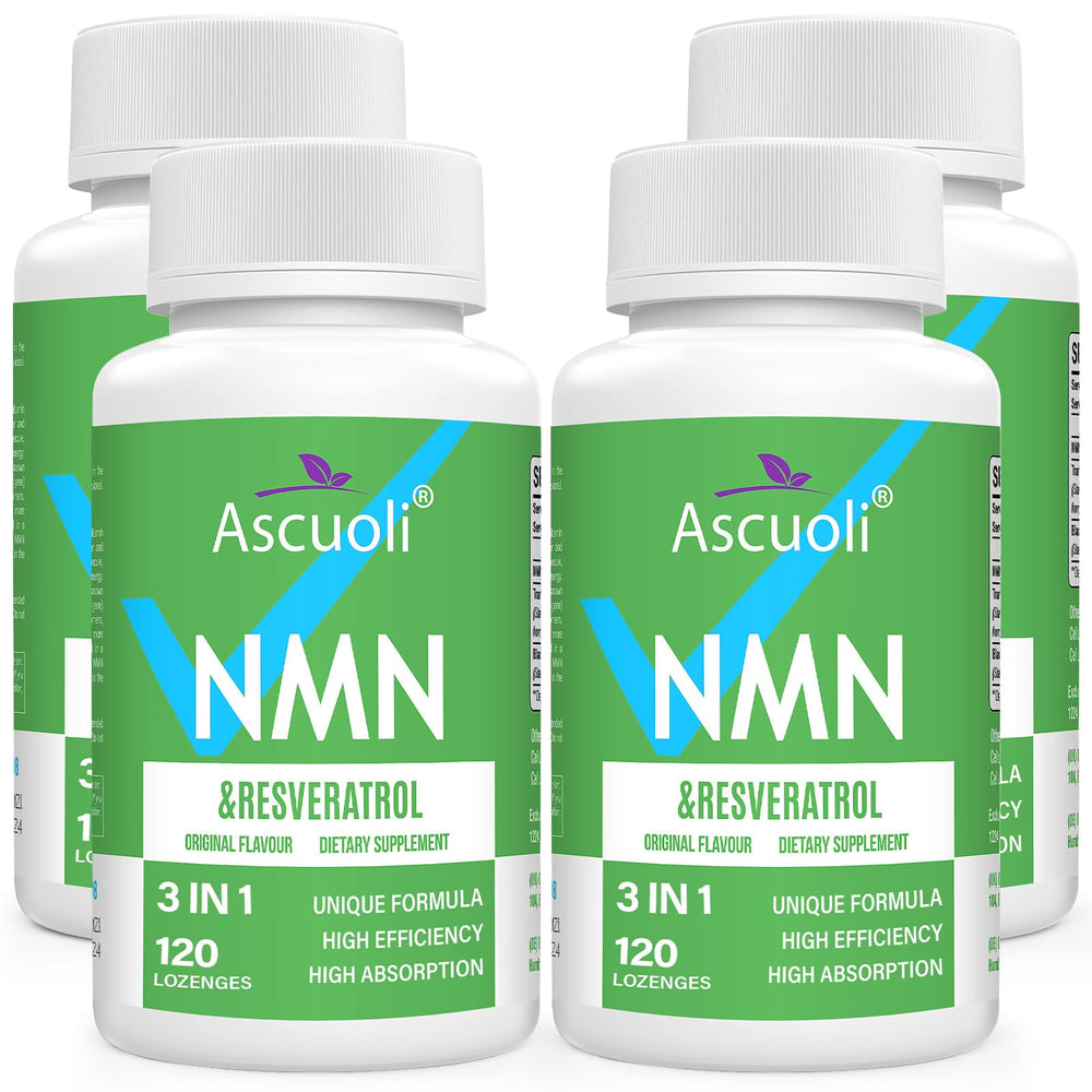 Ascuoli Sublingual NMN bottle with lozenges for quick absorption and daily use.
