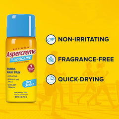 Aspercreme non-greasy dry spray dries quickly after use