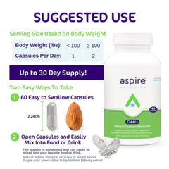 Aspire Nutrition Clear+ Detox packaging on shelf for easy daily use