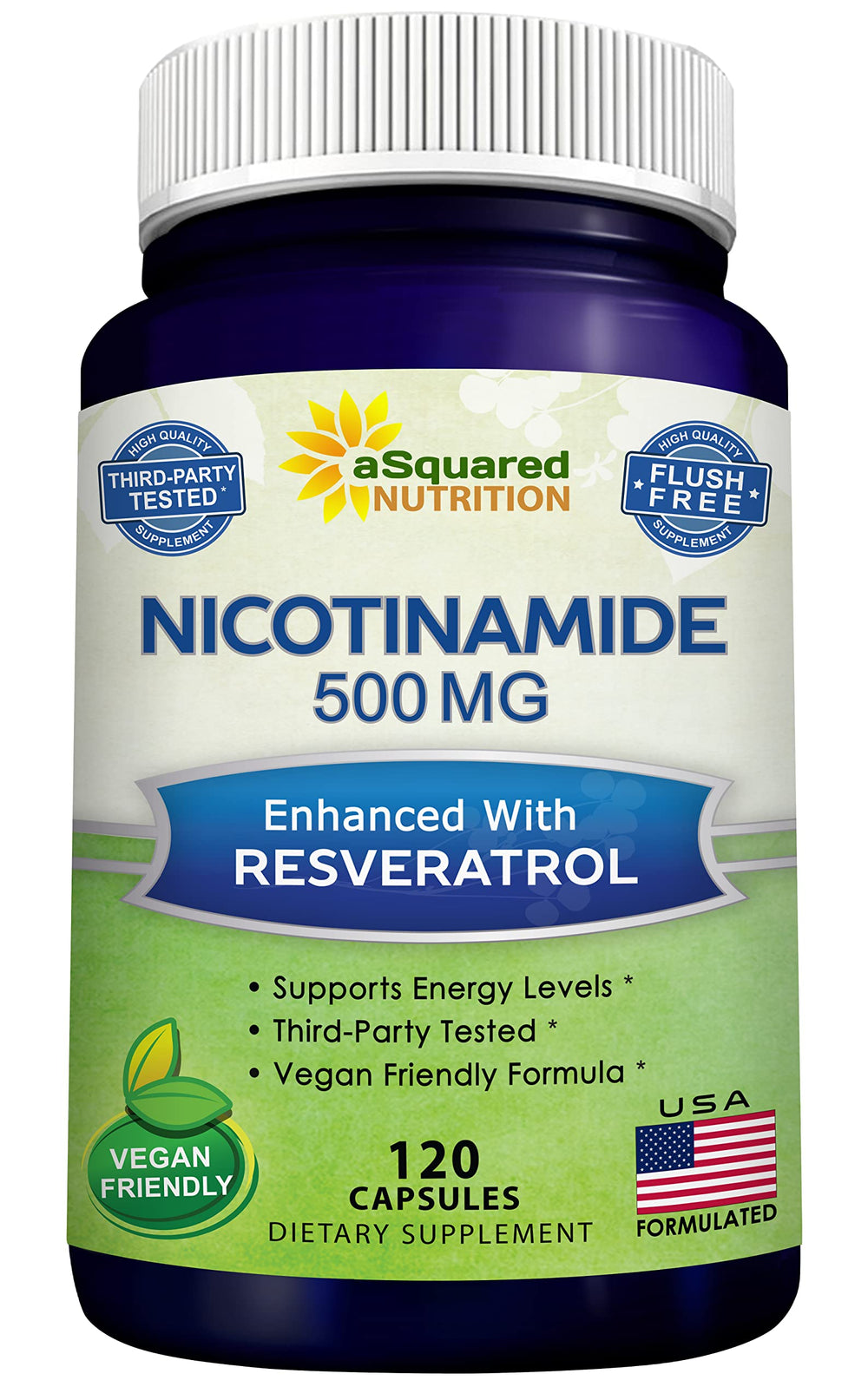 aSquared Nutrition Nicotinamide with Resveratrol bottle front for NAD support
