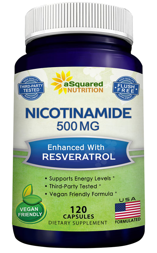 aSquared Nutrition Nicotinamide with Resveratrol bottle front for NAD support