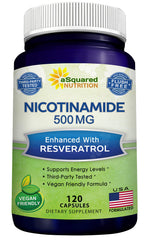 aSquared Nutrition Nicotinamide with Resveratrol bottle front for NAD support