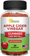 aSquared Nutrition ACV gummies bottle front label highlights 1500mg strength for daily use.