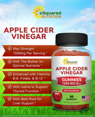 aSquared Nutrition ACV gummies close-up of gummies highlighting natural color and taste appeal.