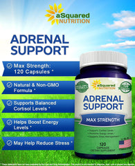 Closeup of aSquared Nutrition Adrenal capsules highlighting convenient capsule form.