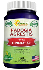 aSquared Nutrition Fadogia Tongkat capsules bottle front showing sturdy packaging for daily energy