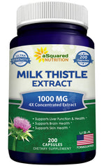 aSquared Nutrition Milk Thistle bottle front with 200 capsules for daily support