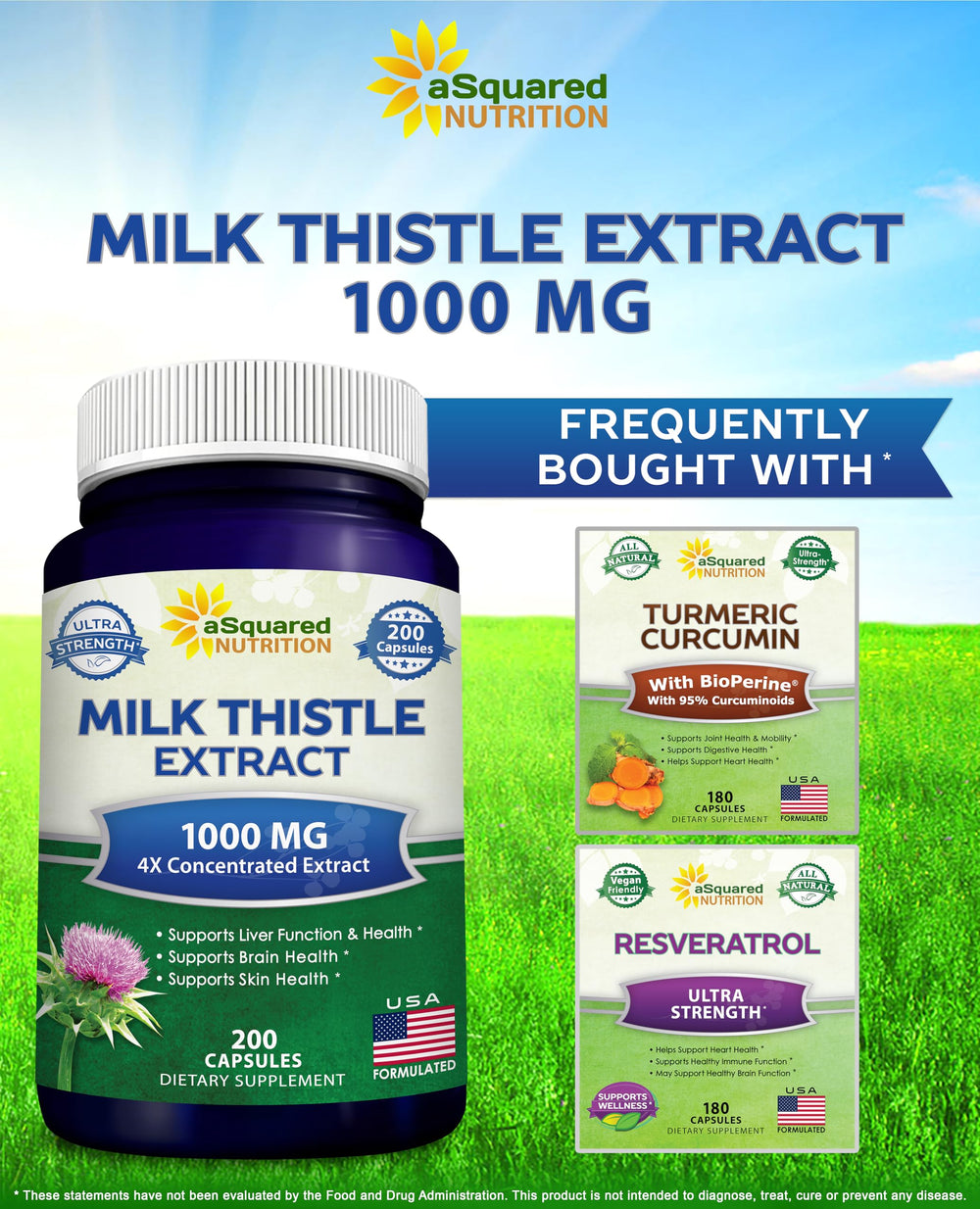 aSquared Nutrition Milk Thistle bottle on countertop for everyday wellness