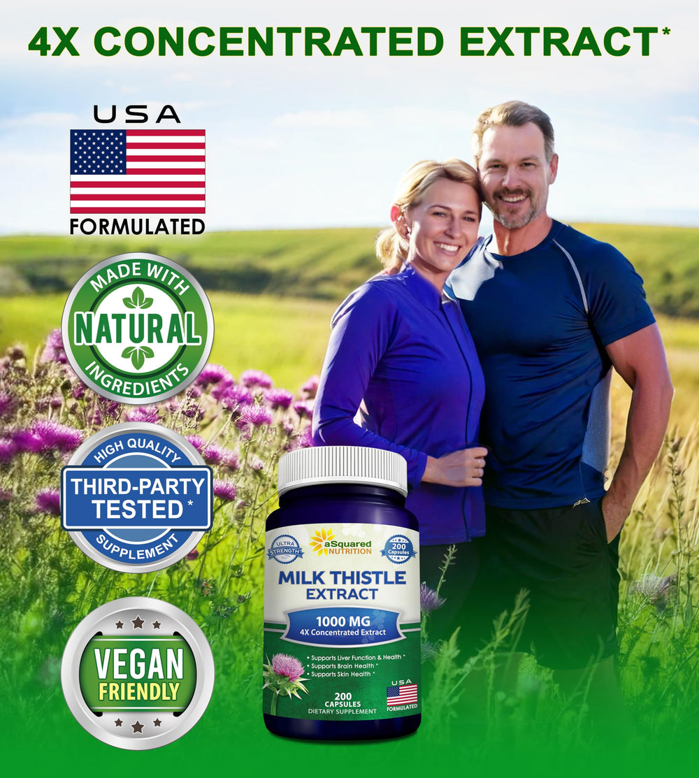 aSquared Nutrition Milk Thistle bottle pour showing convenient daily dosage