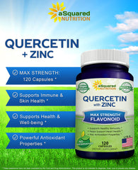 Close-up of quercetin capsules with elderberry and zinc blend.