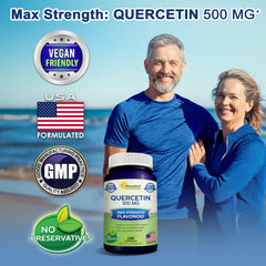 Close-up of the aSquared Nutrition Quercetin label emphasizes potency and immune health.