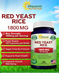 Asquared Nutrition red yeast rice label front showing full 60-day supply claim.