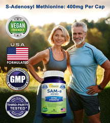 aSquared Nutrition SAM-e 400mg pack shot emphasizing 90 vegan capsules.