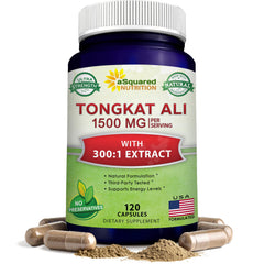 aSquared Nutrition Tongkat Ali 1500mg bottle highlights concentrated energy support