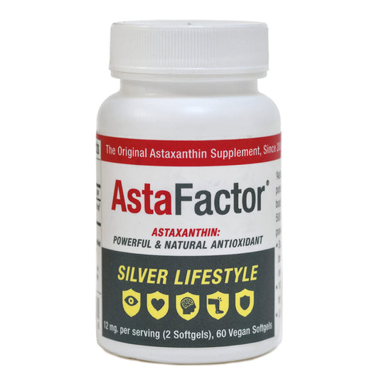 AstaFactor Silver bottle with softgels supports an active lifestyle.