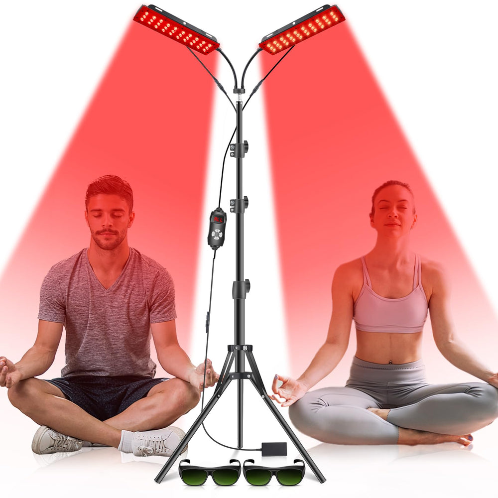 Astarexin dual-headed red light therapy lamp front view for targeted at-home sessions