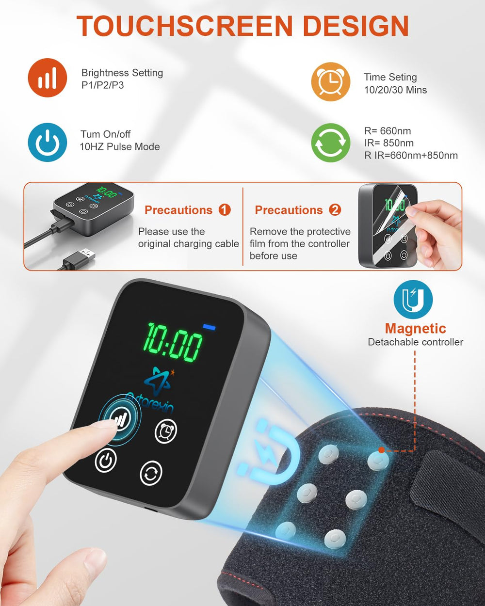 Astarexin magnetic battery with charging dock for easy recharging.