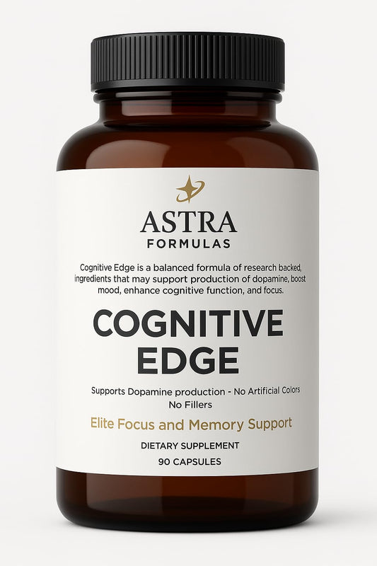 Astra Formulas Cognitive Edge bottle highlighting focused brain support.