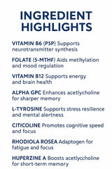 Astra Formulas Cognitive Edge ingredients section highlights memory and mood support.