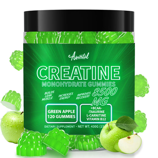 Asumtal Creatine Monohydrate Gummies bottle pour for convenient pre-workout energy.