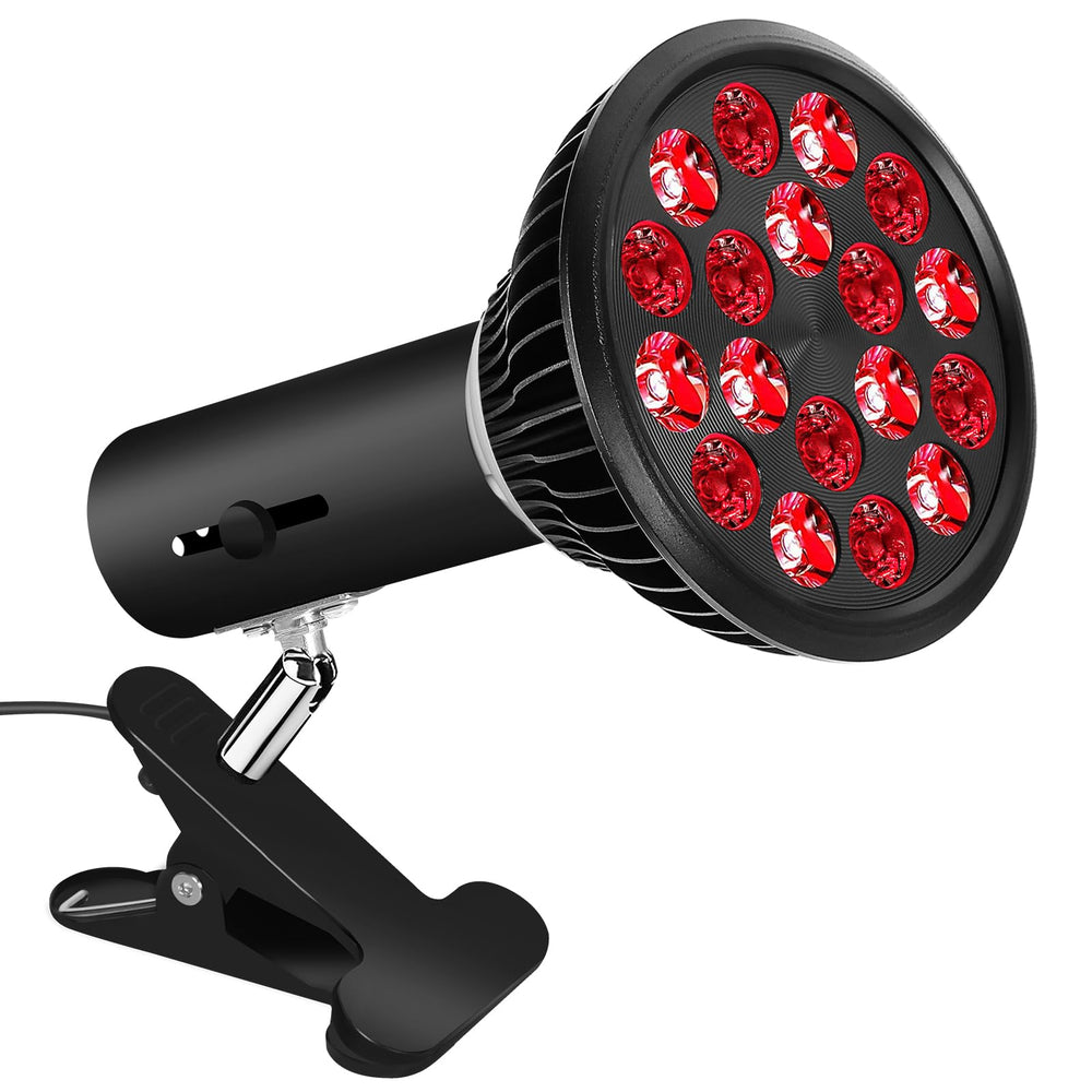 Aswaysun red light bulb with adjustable socket clamp for flexible positioning at home.