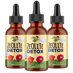 Atherionyxora Zeolite Detox for Kids bottle with natural sweetness and clear dropper
