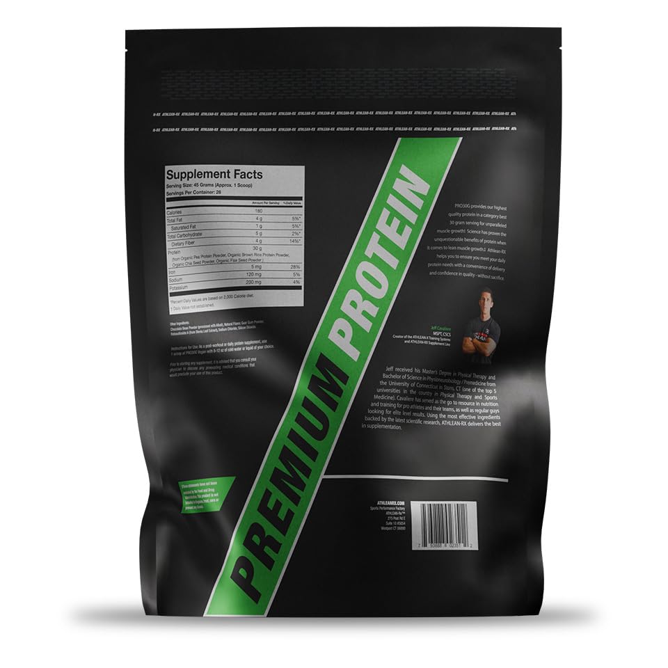 ATHLEAN-RX PRO 30G vegan protein label highlights gluten-free and NSF certification