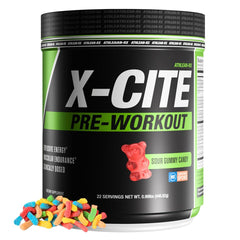 ATHLEAN-RX X-CITE pre-workout tub front highlights energy-boosting formula for workouts
