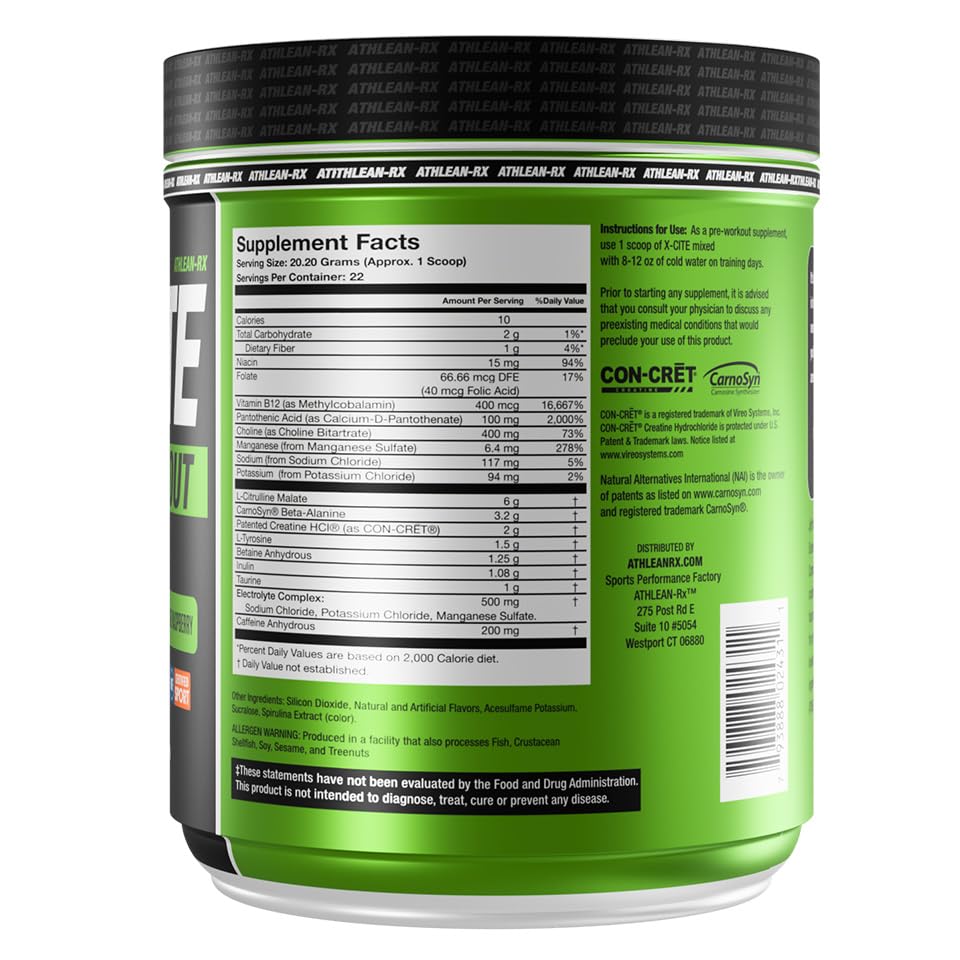 ATHLEAN-RX X-CITE scoop beside shaker enabling quick, focused training sessions.