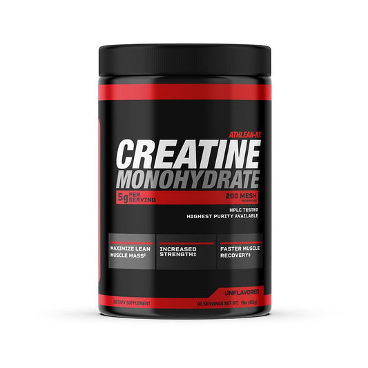 ATHLEAN-X X-CREATINE front label highlights pure creatine monohydrate for strength support.