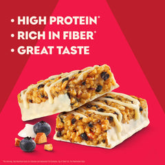 Six-pack Atkins Blueberry Greek Yogurt Bar on countertop for convenient keto snack