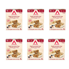 Atkins Blueberry Greek Yogurt Bar close-up showing protein-rich snack for energy