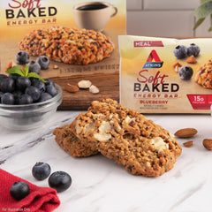 Atkins Blueberry Soft Baked Energy Bars in a desk drawer for an afternoon lift.
