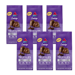 Atkins Endulge milk chocolate truffles box front, keto friendly indulgence with low sugar.