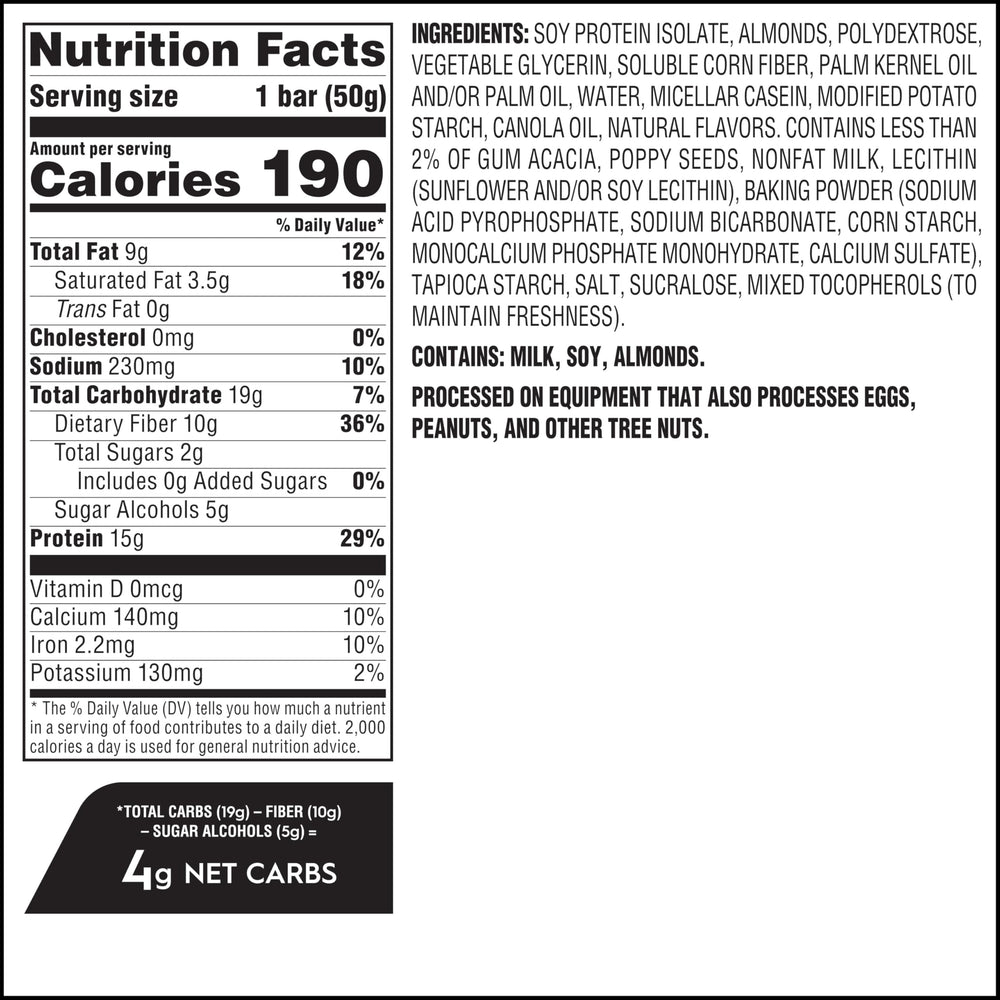 Close-up of Atkins Lemon Poppyseed Soft Baked Bar highlighting soft texture